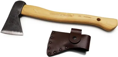 Produktbild von Krumpholz, Wildererbeil mit Hickory-Kuhfuß-Stiel und Lederschutz