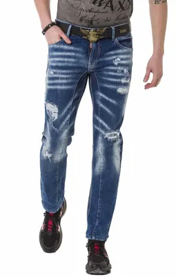 Immagine prodotto di Jeans da uomo modello straight, art. CD781, con un moderno effetto "destroyed"