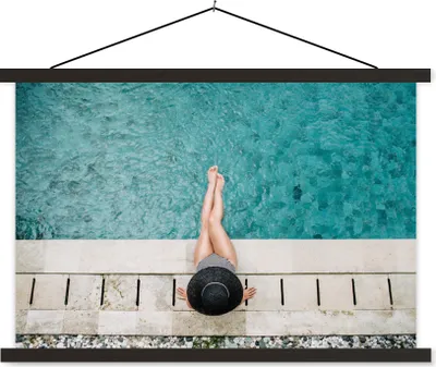Produktbild von MuchoWow® Textilposter Wasser - Tropisch - Pool 60x40 cm mit schwarzem Rahmen - Hölzernes