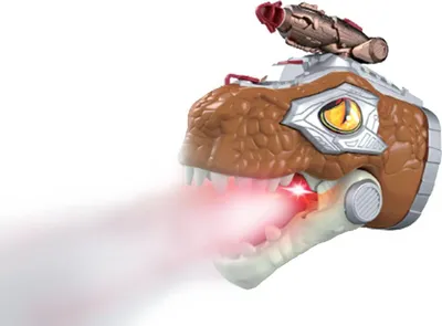 Productafbeelding van DinoWorld dinosaurus handpop speelgoed met stoomlicht en geluid, 17 cm