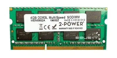 Produktbild von 2-Power MEM0802A, 4 GB, 1 x 4 GB, DDR3L, 1600 MHz, 204-pin SO-DIMM, Grün