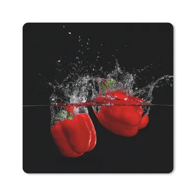 Produktbild von MuchoWow® Mauspad Mousepad Paprika - Gemüse - Stilleben - Wasser - Rot 20x20 cm - Mousepads - Maus Mat - Pad - Mausunterlage - Desk Mat - Bureauartikeln