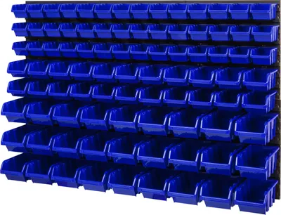 Produktbild von Stapelboxen Wandregal Box Sichtlagerkästen Schüttenregal Lagersystem 91 Boxen