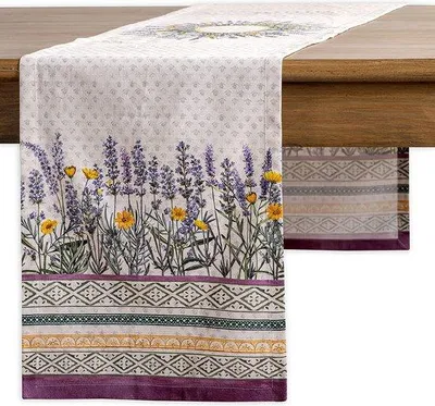 Produktbild von DigiRigi® Fanny Lavender – Tischläufer 1 Stück, 100% Baumwolle, waschbar, Lavendel-Aquarellmuster, 50 x 150 cm, dekorativ für Ostern, Zuhause & Restaurant