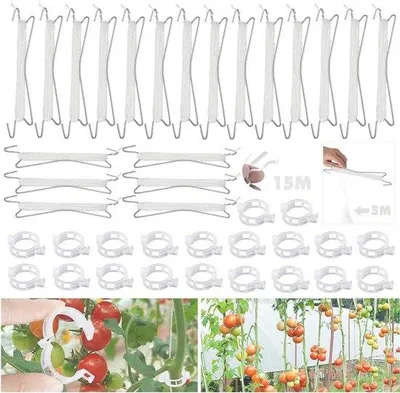 Produktbild von Famanu Tomatenhaken 20 Stück - Mit 20 Pflanzenclips und 15 m Schnur