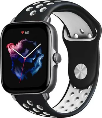 Produktbild von Strap-it Amazfit GTS 3 Sportarmband (Schwarz/Weiß)