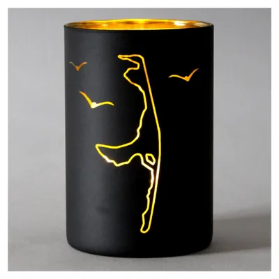 Produktbild von Windlicht Tischdekoration aus Glas (Schwarz/Gold)