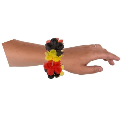 Produktbild von Deutschlandfahnen Armreif im Bundesflaggen Stil Fußkette mit Blumen-Optik