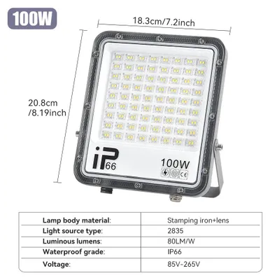 Obrázok produktu pre LED reflektory na vonkajšie použitie - 2 × 100 W - Vysoký jas - 85–265 V - Vhodné do záhrady a na osvetlenie ulíc