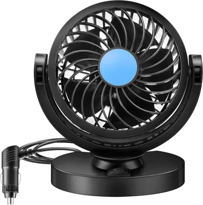 Produktbild von Mini-Elektro-Autoventilator 12V, 360° drehbar, starker Luftstrom, leiser, tragbarer Auto-Ventilator, Auto-Klimaanlage