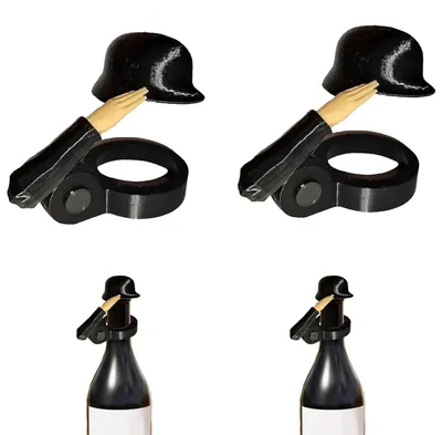 Bierflaschenöffner Soldatenhelm, 2 Stück, schwarz, lustig, wiederverwendbar