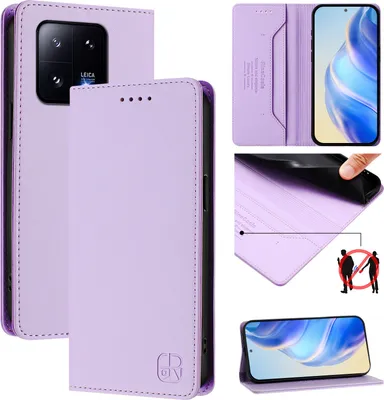 Produktbild von Lederhülle für Xiaomi 13 Pro Hülle Flip Brieftasche Kartenfächern Ständer Schutzhülle Violett