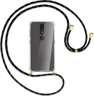 Produktbild von Handykette Backcover-Schutzhülle mit Band (Metall goldfarben) für Nokia 4.2 - schwarz/gold