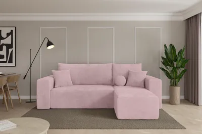 Produktbild von ALTDECOR Ecksofa mit Schlaffunktion und Bettkasten - SENO-L - 249x139x85 - Rosa - Corner Sofa Eckcouch Couch L-Form, links/rechts angeordnet, Schlafcouch Ausziehbar Wohnlandschaft