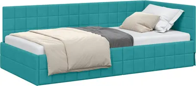 Obrázek produktu pro vidaXL Rohový rám postele s čelem tyrkysový 90 cm x 190 cm sametový