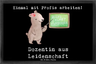 Produktbild von Mr. & Mrs. Panda Schmutzfänger Dozentin Leidenschaft 40 x 60 cm - Schwarz - Geschenk, Schmutzmatte, flurmatte, Uni, bodenmatte, Professorin, Fussmatte, Vorlesung