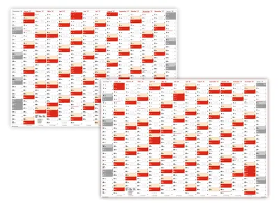 Produktbild von XL Wandkalender DIN A0 2027 und 2028 – Wandkalender Jahreskalender groß – extra große Tageskästchen – gerollte Lieferung rot2