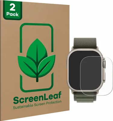 Produktbild von 2x ScreenLeaf Schutzfolie für Apple Watch Ultra (49 mm) nachhaltiger Displayschutz Display Schutz Folie Klar Transparent