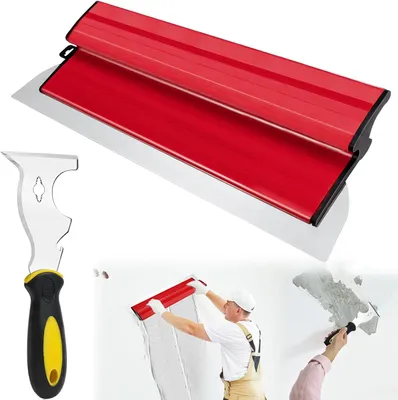 Imagen del producto de Espátula de acero inoxidable, con mango ergonómico en forma de "Z", de 40 cm, para decoración de paredes