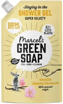 Image de Marcel's Green Soap - Gel douche - Recharge - Vanille & Fleur de Cerisier - Effet puissant - 500 ml - 1 pièce
