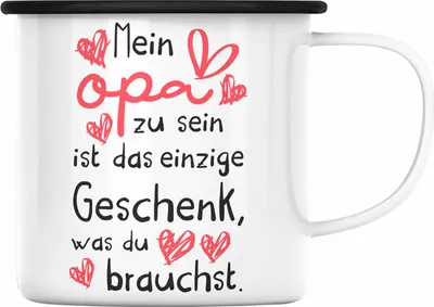 Produktbild von Trendation - Opa Geschenke Geschenk Emaille Tasse mit Spruch für Opa Geschenkidee Nichte Enkel Vatertag Emaille Emaille Tasse Großvater (Schwarz)