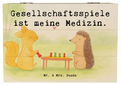 Produktbild von Mr. & Mrs. Panda Schatulle Eichhörnchen Gesellschaftsspiele Design 22 x 15 cm - Weiß - Geschenk, Erinnerungskiste, Kiste mit Deckel, Spielen, Truhe, Spieleabend, Box