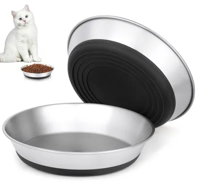 Produktbild von Katzennapf Edelstahl 2 Stück mit rutschfestem Boden 15cm