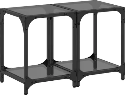 Immagine prodotto di vidaXL Tavolini con piano in vetro 2 pezzi nero 30x30x40 cm acciaio