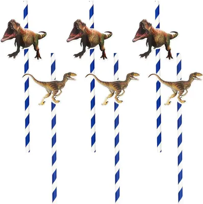 Produktbild von 6 Papierhalme - T-Rex - ca. 20 cm