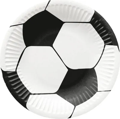 Produktbild von Runder Pappteller „Fußball“, Durchmesser 18 cm, 8 Stück.