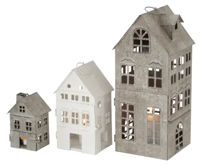 3-teilige Lantaarnset, Windlichter, Höhe 13/35 cm, Eisen, rechteckig