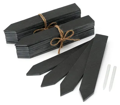 Imagen del producto de Elzusha - Etiquetas para plantas, 20 unidades - Pizarra - Etiquetas para jardín - Marcadores para exteriores - Reutilizables - Ecológicos - Resistentes - Etiquetas para jardín