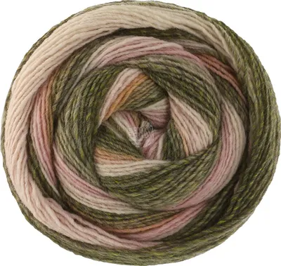 A ball of yarn with multiple colors.