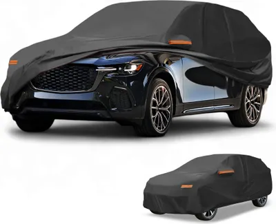 Produktbild von Autoabdeckung Wasserdicht Alle Wetter Automobil Au?en Anti-UV Sonne Regen Schutz Vollst?ndige Au?enabdeckung fš¹r Mazda CX-70 190T-PU Schwarz mit Reflektierenden Streifen