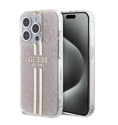 Zdjęcie produktu dla Etui Guess 4G Gold Stripe do iPhone 15 Pro różowy