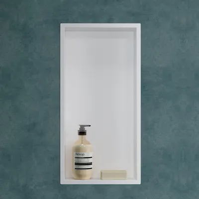 Produktbild von Mai & Mai Wandnische Duschnishe 30cm x 60cm x 8,3cm Weiß Duschregal befliesbar aus Edelstahl einfache Montage im Bad