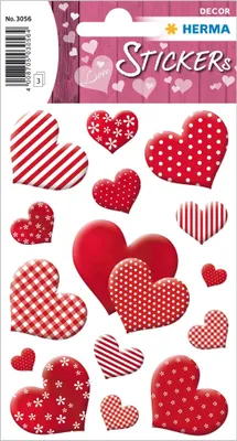 Produktbild von HERMA 3056 Aufkleber Herzen Rot Weiß klein groß, 45 Stück, Herz Sticker mit Muster, Etiketten in Herzform für Valentinstag Liebe Hochzeit Geburtstag Scrapbooking Dekoration Geschenk Briefe DIY Basteln