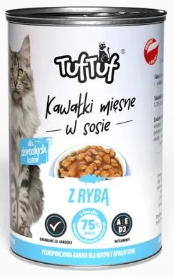 Zdjęcie produktu dla Karma mokra kota TUF TUF kawałki mięsne ryba 415 g