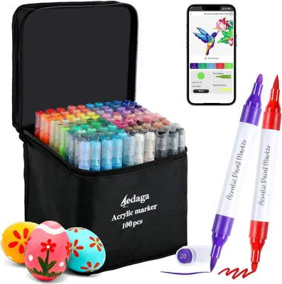 Produktbild von Acrylmarker 100 Farben, doppelte Spitze, farbcodierte Kappen, für kreatives Projekt