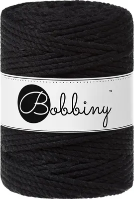 Zdjęcie produktu dla Bobbiny 3PLY Macramé Rope 5 mm 100 m Black Sznurek