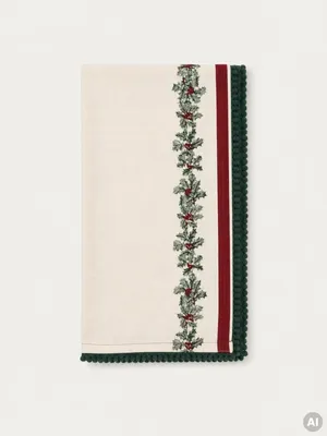 Zdjęcie produktu dla HOMLA Bieżnik HOLLY bawełniany ze świątecznym wzorem i lamówką 40x160 cm