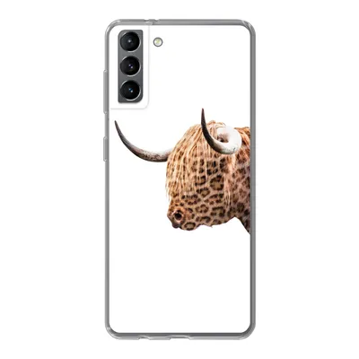 Produktbild von MuchoWow® Handyhülle Schutzhülle Hülle für Samsung Galaxy S21 Plus Schottischer Highlander - Panther - Weiß Silikon Softcase Handy Hülle - Handy-Tasche