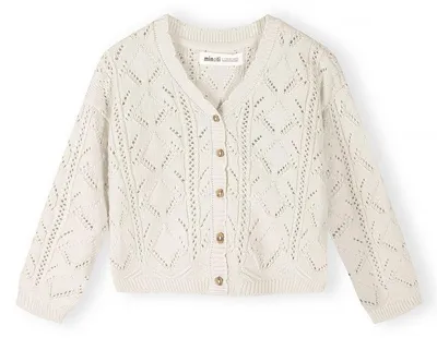 Minoti Strickjacke Weiß für Mädchen, Vorderansicht