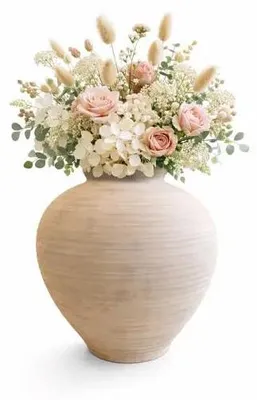 Image de Vase en terracotta rainurée, 30 cm de hauteur, ouverture 13 cm