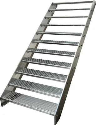 Obrázok produktu pre Oceľové rebrinové schodiskové stupne 11 stupňov - pozinkované - (š x v x h) 100 x 209 x 215 cm