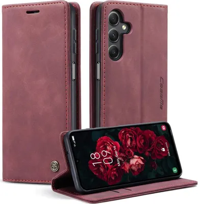 Produktbild von Samsung Galaxy A25 5G Handyhülle Weinrot Leder Klapphülle Standfunktion