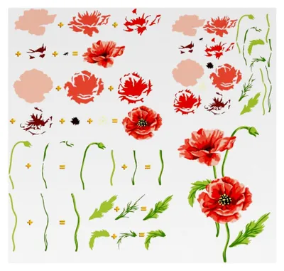 Produktbild von Mehrschichtige Mohnblumen-Malschablone 30x30 cm Wiederverwendbare Vorlage für Blumen-Dekorationen zum Malen auf Holz, Wänden, Stoff und Möbeln