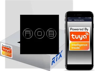 Produktbild von TUYA RTX SH Rollladen-Touch-Schalter Schwarz ZigBee