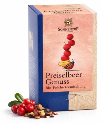 Produktbild von Sonnentor 02237, Früchtetee, 50,4 g, Apfel, Cranberry, Hibiskus, Orange, Hagebutte, 2,5 g, Hagebutten  Preiselbeeren , 30% Hibiskus  Apfelstücke Feinschnitt  Orangenschalen ..., 18 Stück(e)