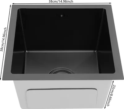 Immagine prodotto di Lavello da cucina, acciaio inossidabile resistente, possibilità di installazione versatili, 38 38 cm Nero